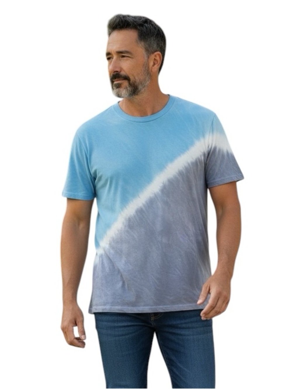 Urban Pipeline DiagonalTie Dye Blue Short Sleeve Tee Shirt